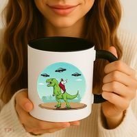 Jesus Riding A Dinosaur Funny Bigfoot UFO Alien Abduction Coffee Mug thumb 3