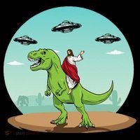Jesus Riding A Dinosaur Funny Bigfoot UFO Alien Abduction Coffee Mug thumb 5