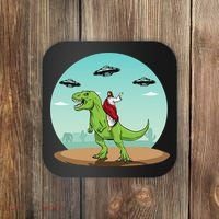 Jesus Riding A Dinosaur Funny Bigfoot UFO Alien Abduction Coaster thumb 0