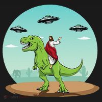 Jesus Riding A Dinosaur Funny Bigfoot UFO Alien Abduction Women's Hoodie thumb 2