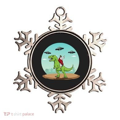 Jesus Riding A Dinosaur Funny Bigfoot UFO Alien Abduction Ornament