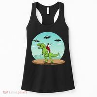 Jesus Riding A Dinosaur Funny Bigfoot UFO Alien Abduction Women's Tank Top thumb 0