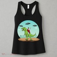 Jesus Riding A Dinosaur Funny Bigfoot UFO Alien Abduction Women's Tank Top thumb 3