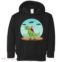 Jesus Riding A Dinosaur Funny Bigfoot UFO Alien Abduction Toddler Hoodie thumb 0
