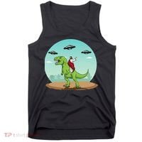 Jesus Riding A Dinosaur Funny Bigfoot UFO Alien Abduction Tank Top thumb 0
