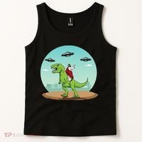 Jesus Riding A Dinosaur Funny Bigfoot UFO Alien Abduction Tank Top thumb 2
