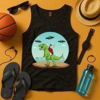 Jesus Riding A Dinosaur Funny Bigfoot UFO Alien Abduction Tank Top thumb 4