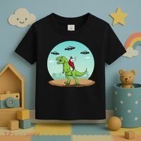 Jesus Riding A Dinosaur Funny Bigfoot UFO Alien Abduction Toddler T-Shirt thumb 3