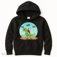 Jesus Riding A Dinosaur Funny Bigfoot UFO Alien Abduction Kids Hoodie thumb 0
