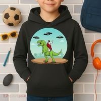 Jesus Riding A Dinosaur Funny Bigfoot UFO Alien Abduction Kids Hoodie thumb 2