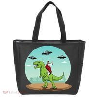 Jesus Riding A Dinosaur Funny Bigfoot UFO Alien Abduction Tote Bag thumb 0