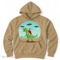 Jesus Riding A Dinosaur Funny Bigfoot UFO Alien Abduction Hoodie thumb 0