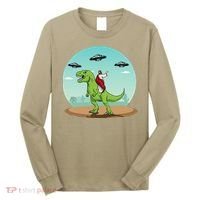 Jesus Riding A Dinosaur Funny Bigfoot UFO Alien Abduction Long Sleeve Shirt thumb 0