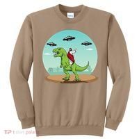 Jesus Riding A Dinosaur Funny Bigfoot UFO Alien Abduction Sweatshirt thumb 0