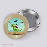 Jesus Riding A Dinosaur Funny Bigfoot UFO Alien Abduction Button thumb 0