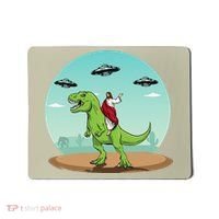 Jesus Riding A Dinosaur Funny Bigfoot UFO Alien Abduction Mousepad thumb 0
