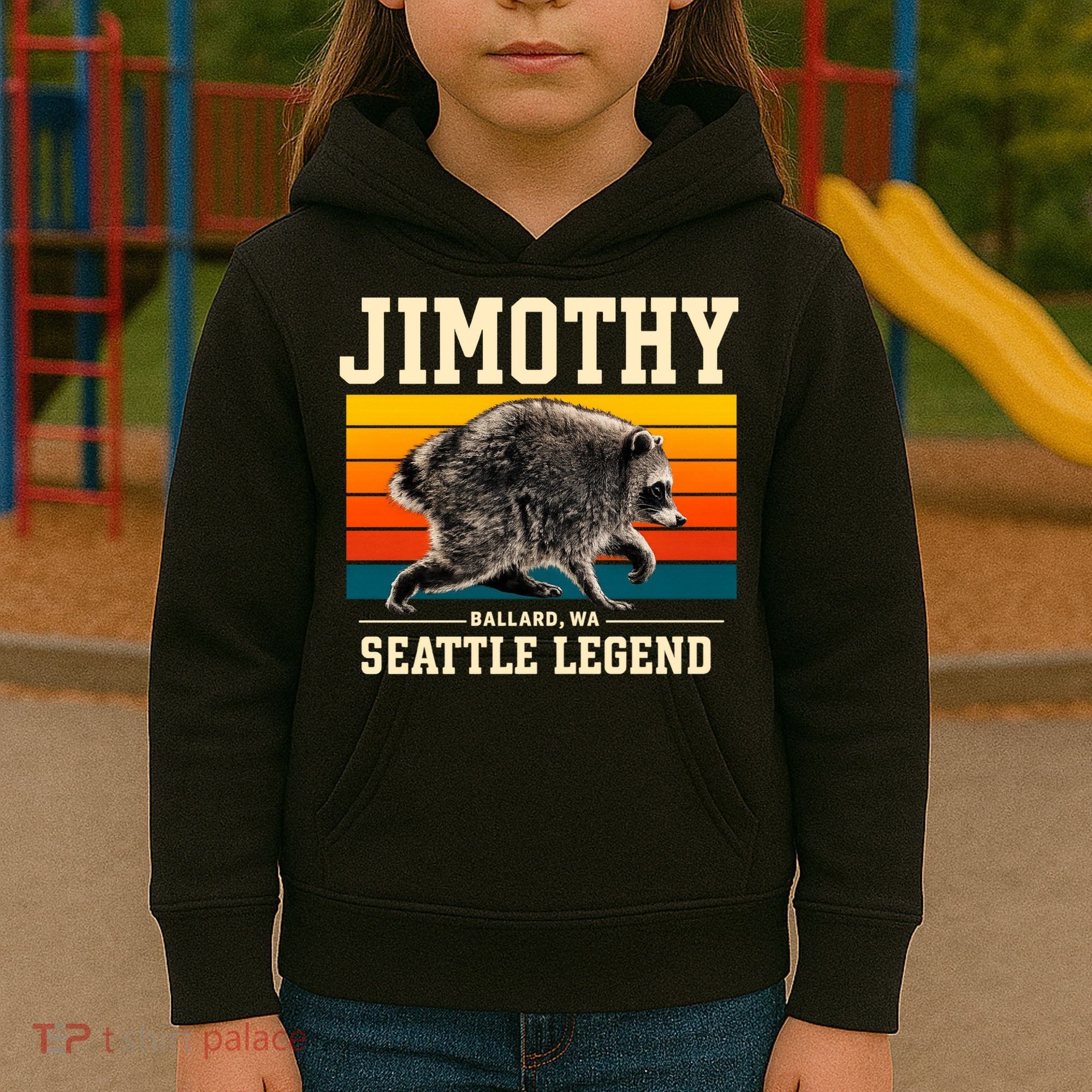 Jimothy Raccoon Ballard WA Seattle Legend Kids Hoodie