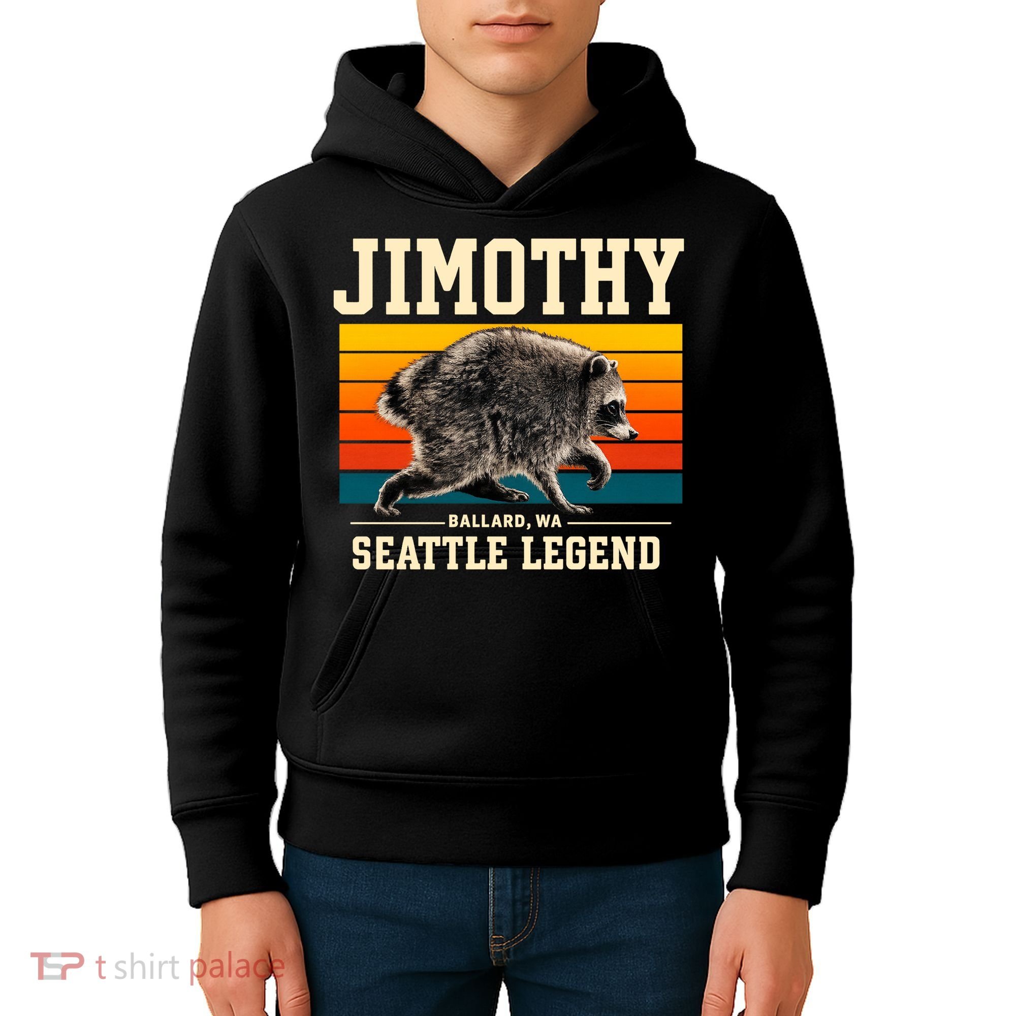 Jimothy Raccoon Ballard WA Seattle Legend Kids Hoodie