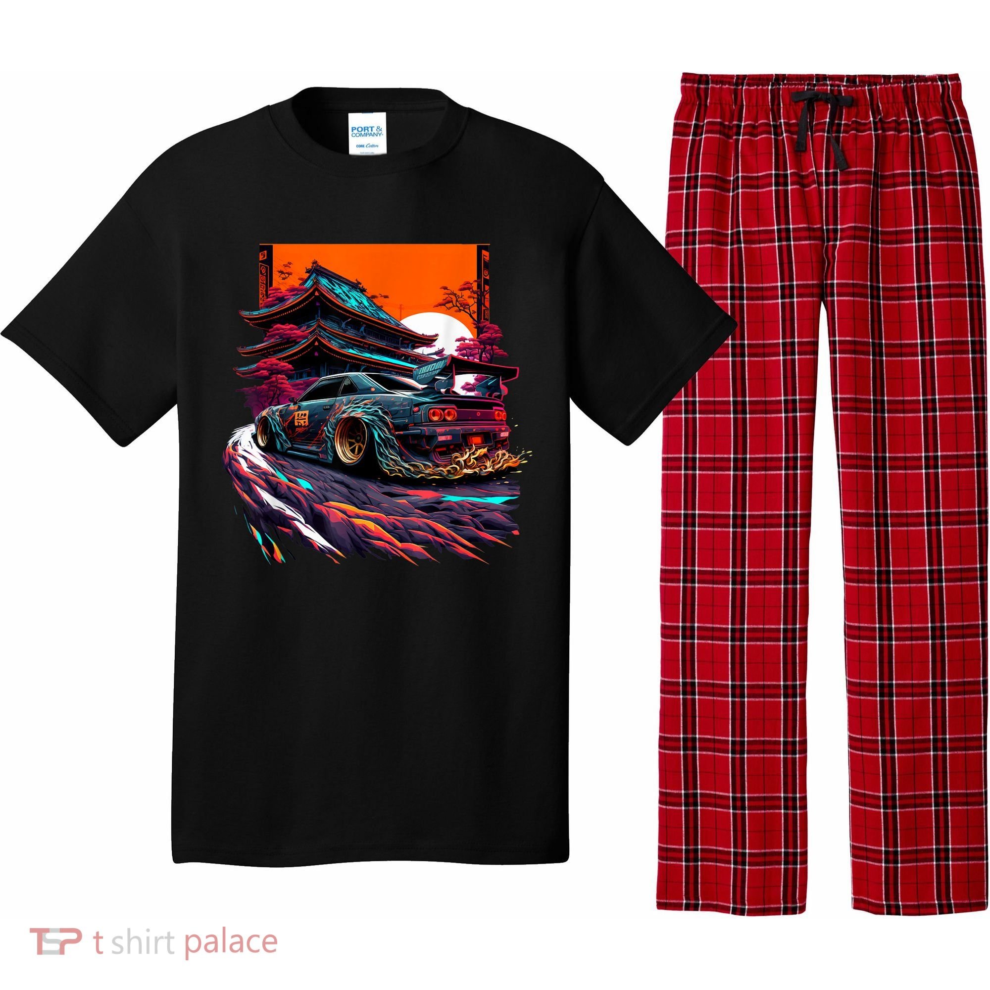 Japanese Retro Car Racing Drifting Art JDM Legend Tuning Pajama Set