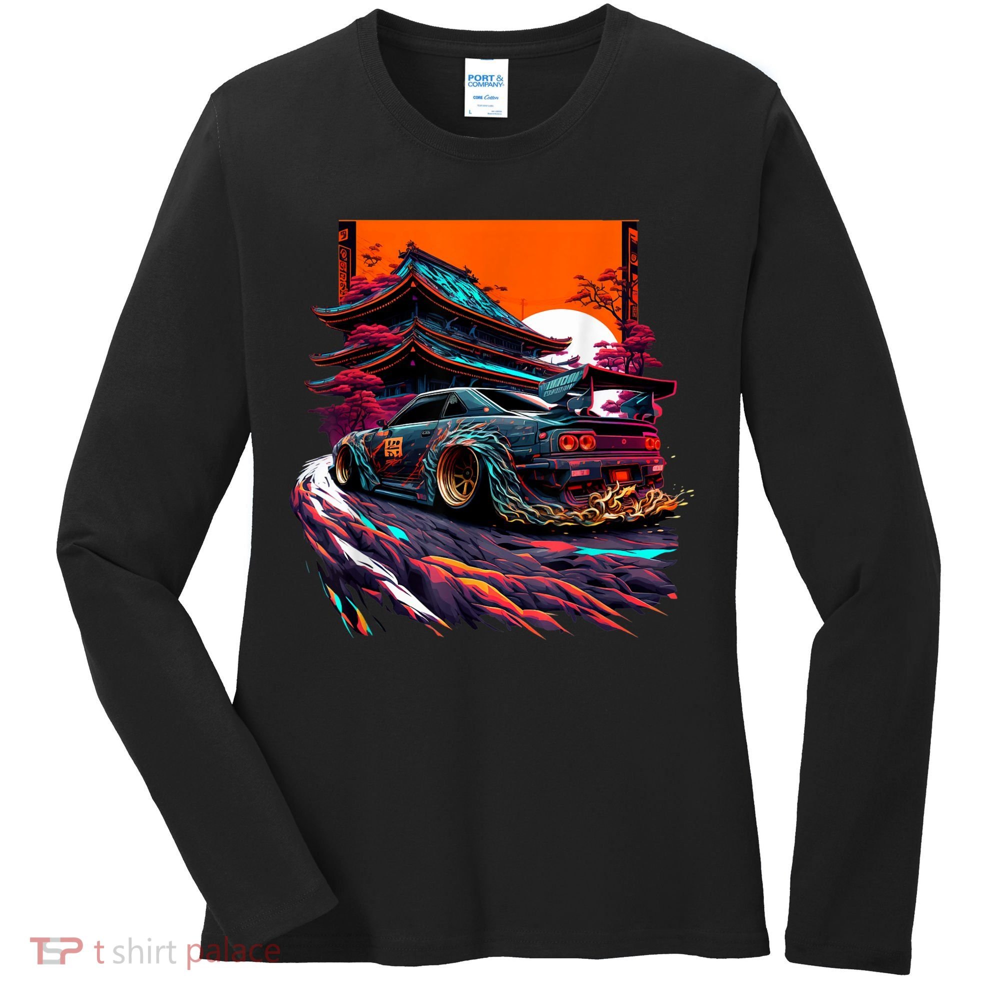 Japanese Retro Car Racing Drifting Art JDM Legend Tuning Women's Long Sleeve Shirt