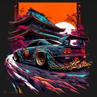 Japanese Retro Car Racing Drifting Art JDM Legend Tuning Kids Sweatshirt thumb 2