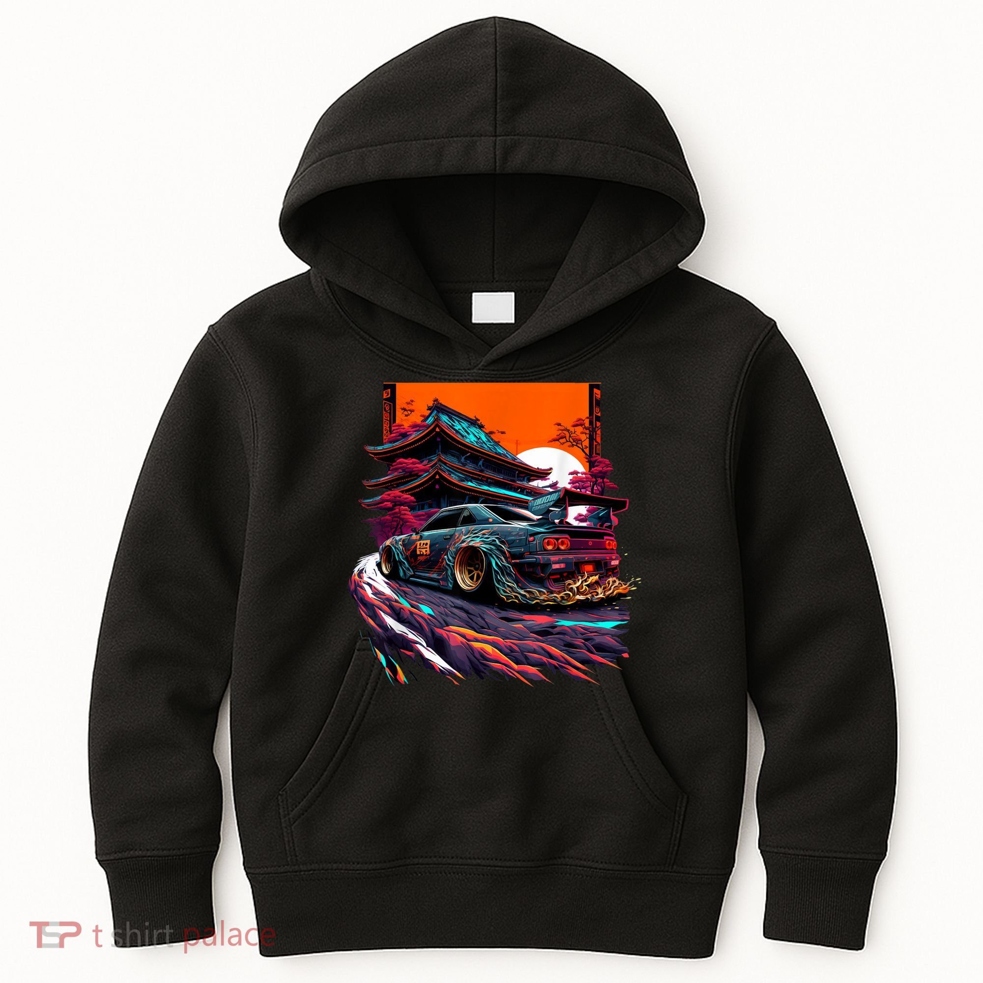Japanese Retro Car Racing Drifting Art JDM Legend Tuning Kids Hoodie