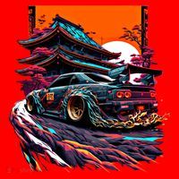 Japanese Retro Car Racing Drifting Art Jdm Legend Tuning Gift Santa Hat thumb 1