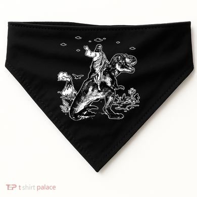 Jesus Riding Dinosaur Funny Ufo USA-Made Doggie Bandana