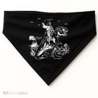 Jesus Riding Dinosaur Funny Ufo USA-Made Doggie Bandana thumb 0