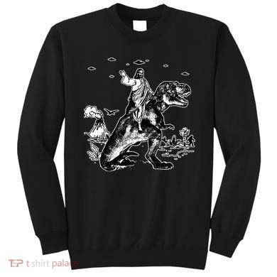 Jesus Riding Dinosaur Funny Ufo Sweatshirt