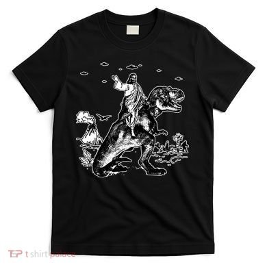 Jesus Riding Dinosaur Funny Ufo T-Shirt