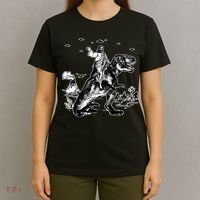 Jesus Riding Dinosaur Funny Ufo T-Shirt thumb 4
