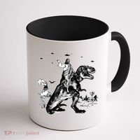 Jesus Riding Dinosaur Funny Ufo Coffee Mug thumb 1
