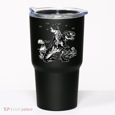 Jesus Riding Dinosaur Funny Ufo Tumbler