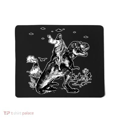 Jesus Riding Dinosaur Funny Ufo Mousepad