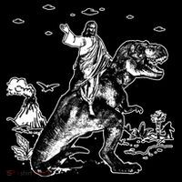 Jesus Riding Dinosaur Funny Ufo Ornament thumb 1