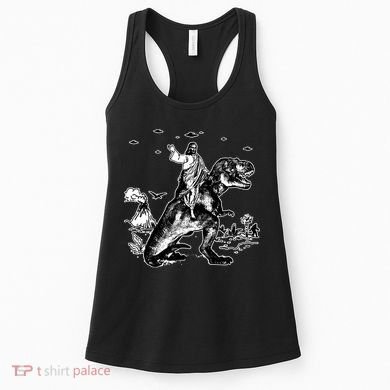 Jesus Riding Dinosaur Funny Ufo Women's Tank Top