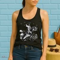 Jesus Riding Dinosaur Funny Ufo Women's Tank Top thumb 2
