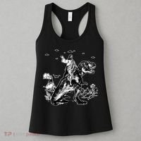 Jesus Riding Dinosaur Funny Ufo Women's Tank Top thumb 3