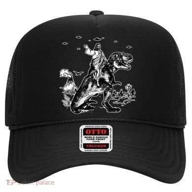 Jesus Riding Dinosaur Funny Ufo Hat