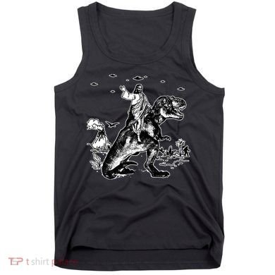 Jesus Riding Dinosaur Funny Ufo Tank Top