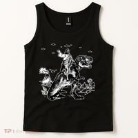 Jesus Riding Dinosaur Funny Ufo Tank Top thumb 2