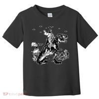Jesus Riding Dinosaur Funny Ufo Toddler T-Shirt thumb 0