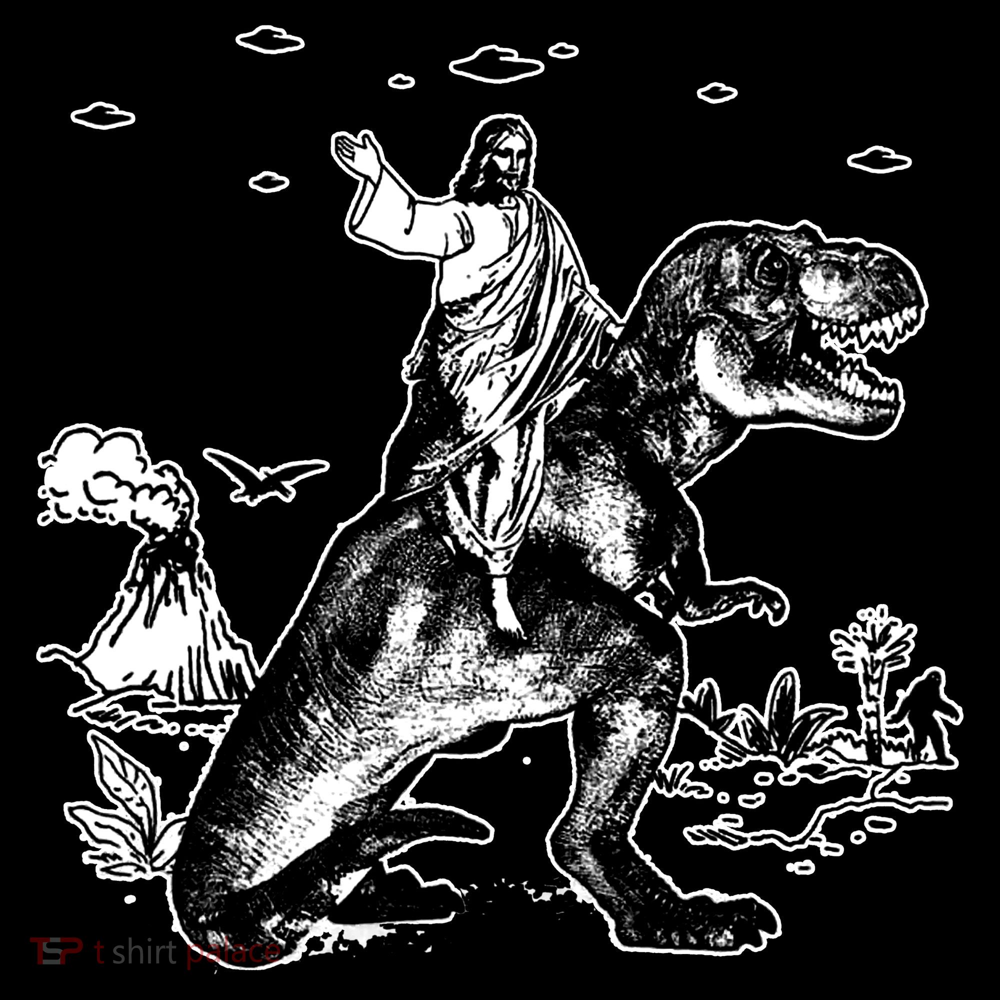 Jesus Riding Dinosaur Funny Ufo Kids Sweatshirt