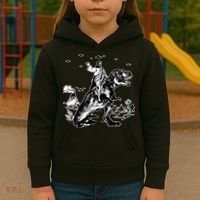 Jesus Riding Dinosaur Funny Ufo Kids Hoodie thumb 3