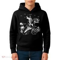 Jesus Riding Dinosaur Funny Ufo Kids Hoodie thumb 4
