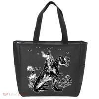 Jesus Riding Dinosaur Funny Ufo Tote Bag thumb 0
