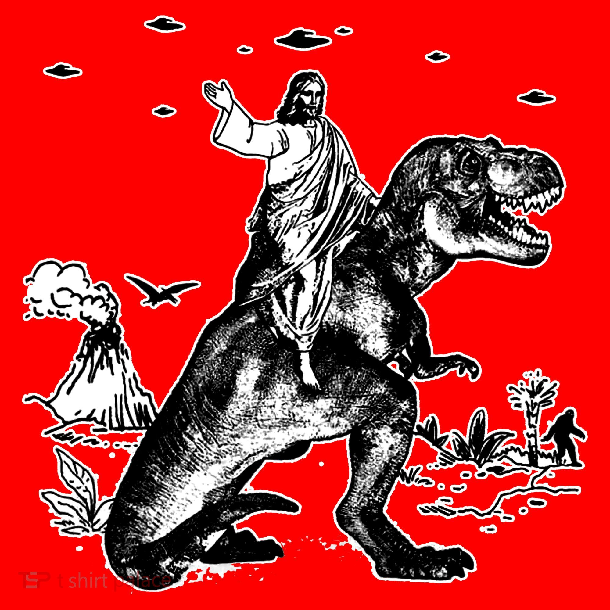 Jesus Riding Dinosaur Funny Ufo Santa Hat
