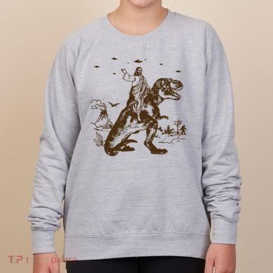 Jesus Riding Dinosaur Ufo Funny Women's Sweatshirt