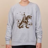 Jesus Riding Dinosaur Ufo Funny Women's Sweatshirt thumb 0